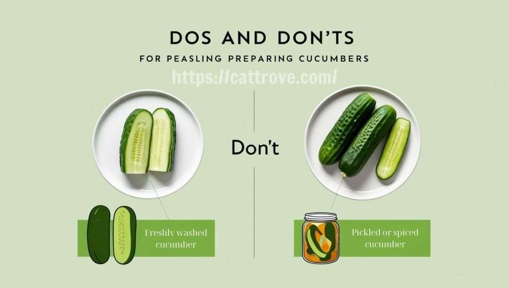 Chart showing dos and don’ts of feeding cucumbers to cats