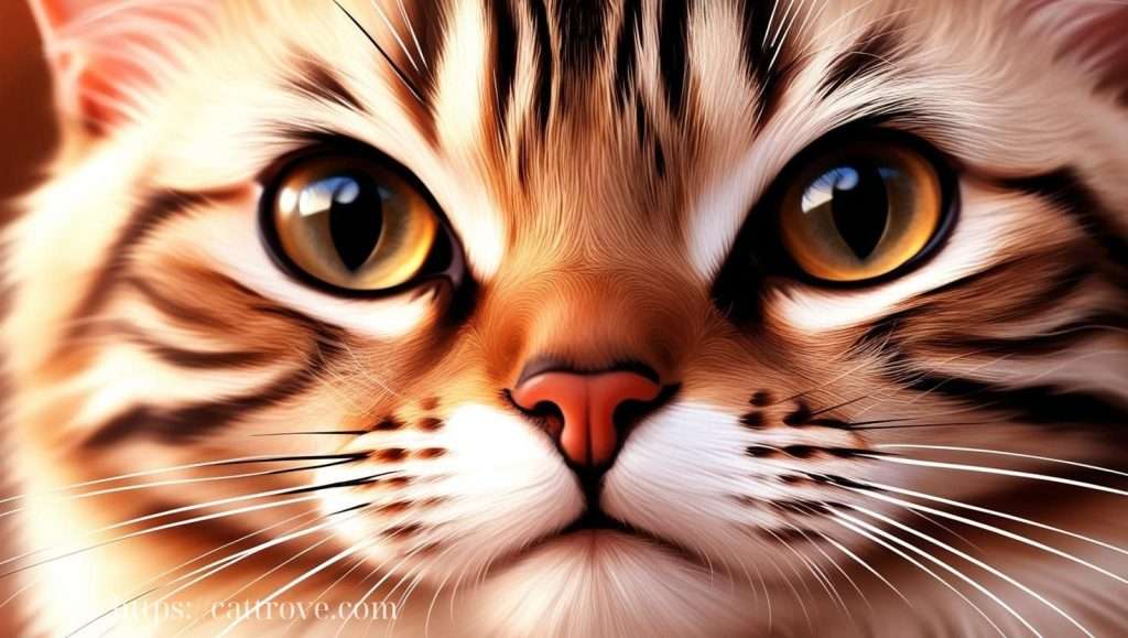 Close-up of a cat's face showing its long, sensitive whiskers