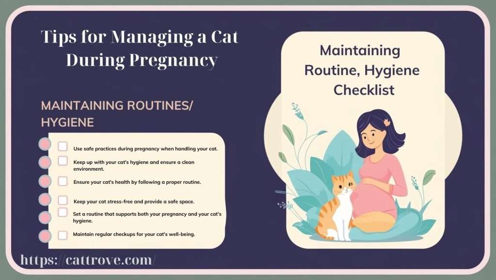 pregnancy-cat-care-checklist Checklist with tips on managing a cat during pregnancy, including maintaining routines and hygiene