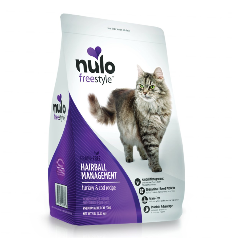 Nulo Freestyle Cat Food, For Hairball Management, Premium Grain-Free Dry Small Bite Kibble, All Natural Animal Protein Recipe with BC30 Probiotic for Digestive Health Support