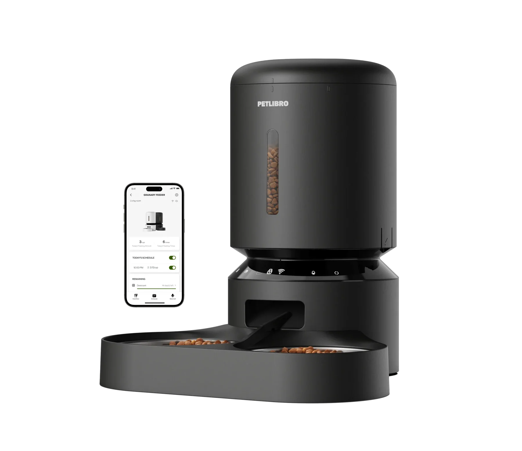 PETLIBRO Automatic Cat Feeder, 5G WiFi Automatic Dog Feeder with Freshness Preservation, 5L Timed Cat Feeder with Low Food Sensor, Up to 10 Meals Per Day, Granary Pet Feeder for Cats, Black