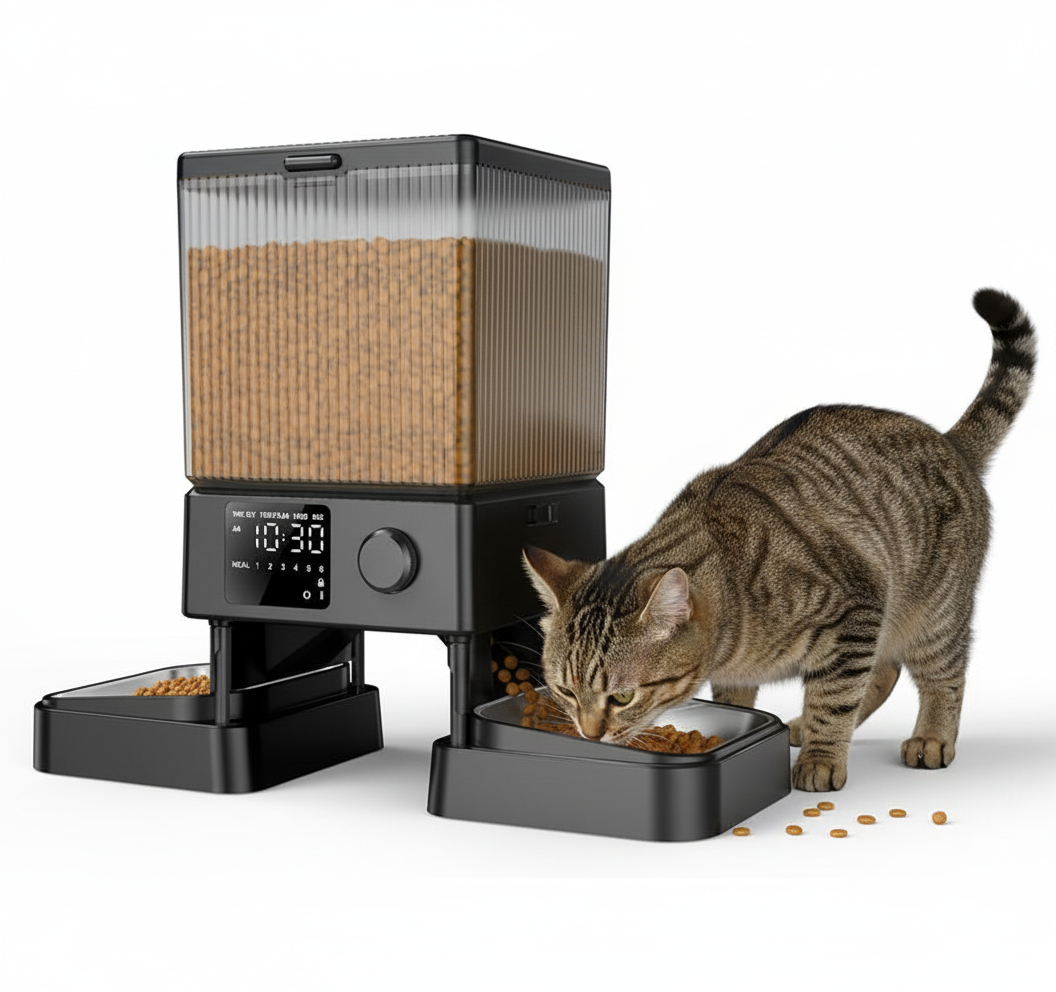 oneisall Automatic Cat Feeder for 2 Cats, 20 Cups5L Automatic Cat Food Dispenser for Small Pets Indoor, Timed Cat Feeder for Dry Food