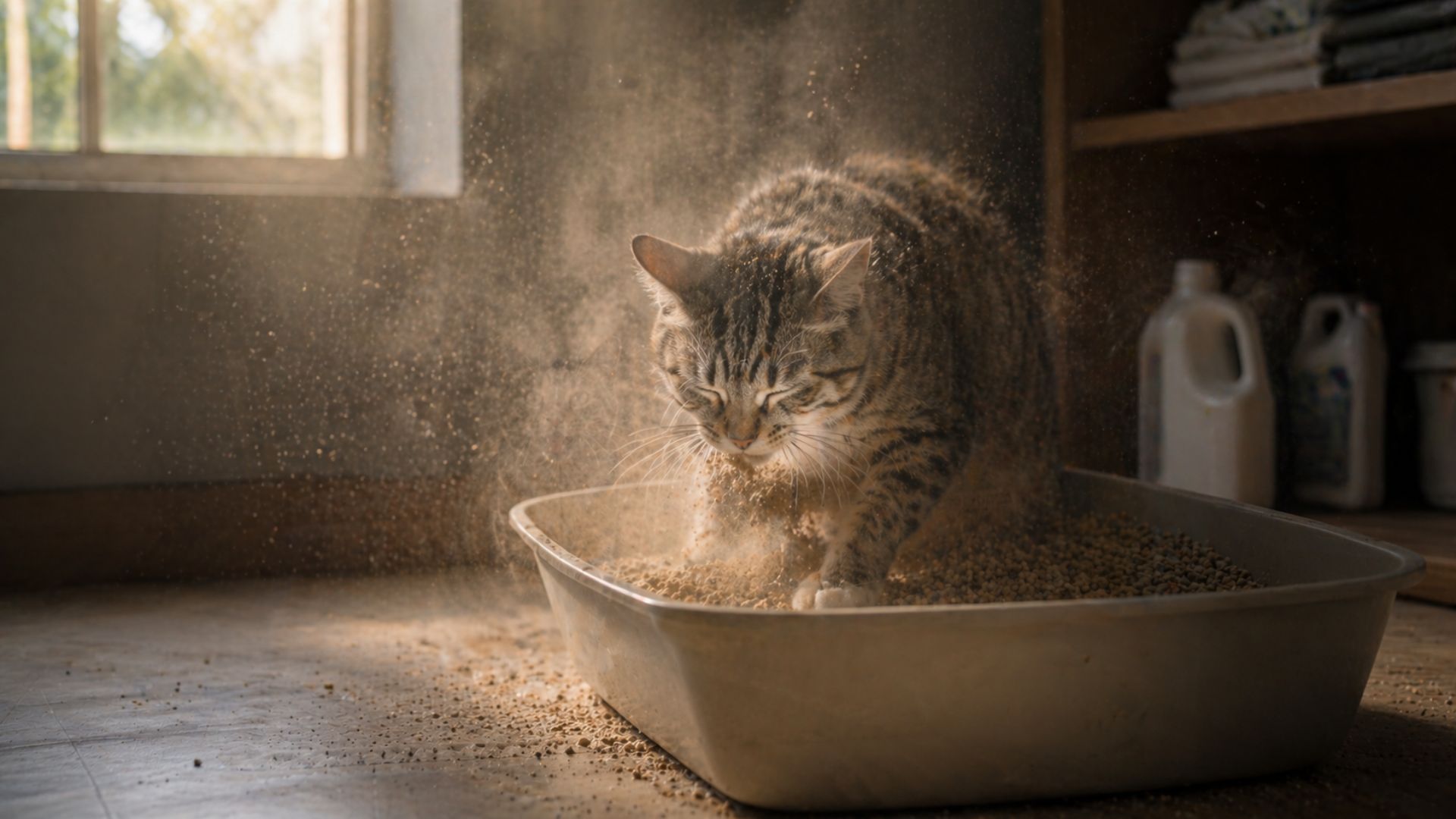 silica dust from clay cat litter causing air pollution indoors