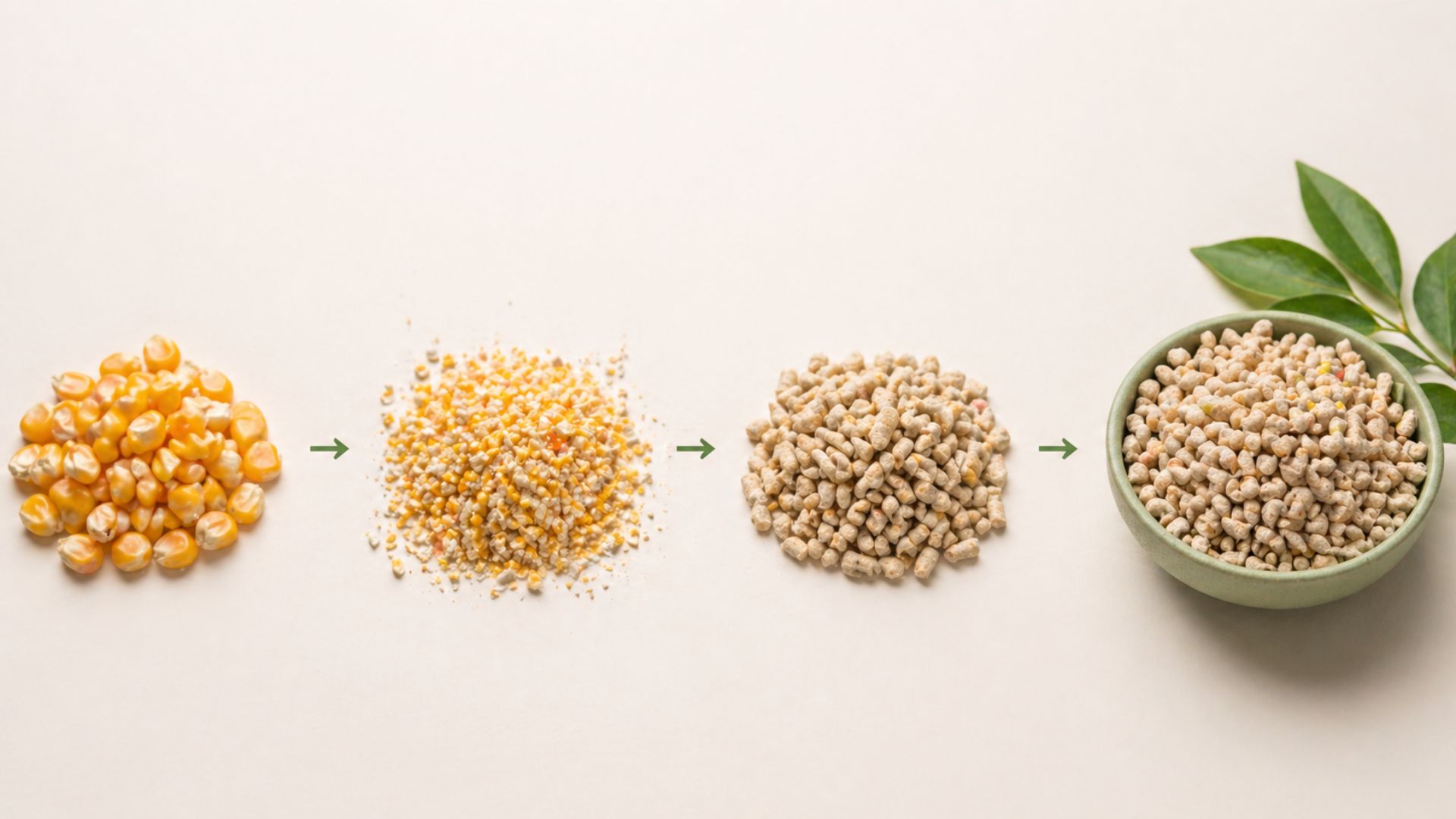 corn kernels used to make natural maize cat litter