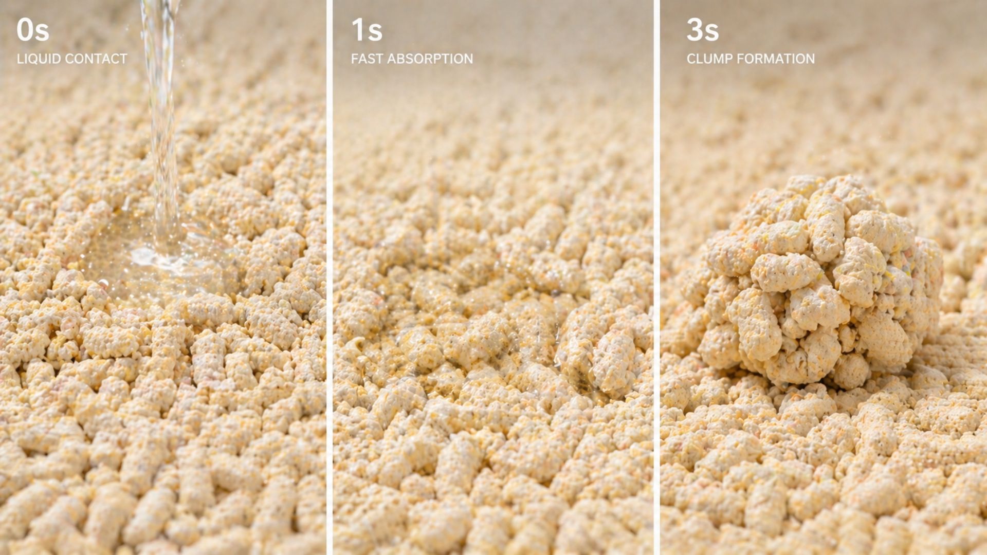 corn cat litter absorbing liquid quickly and efficiently